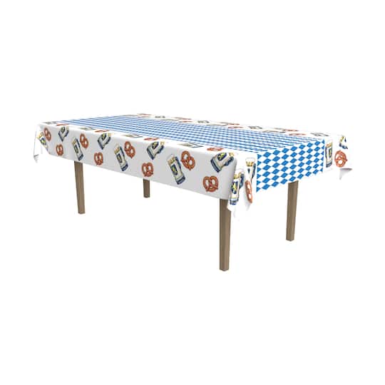 Beistle 54" x 108" Pretzel & Beer Oktoberfest Plastic Table Cover